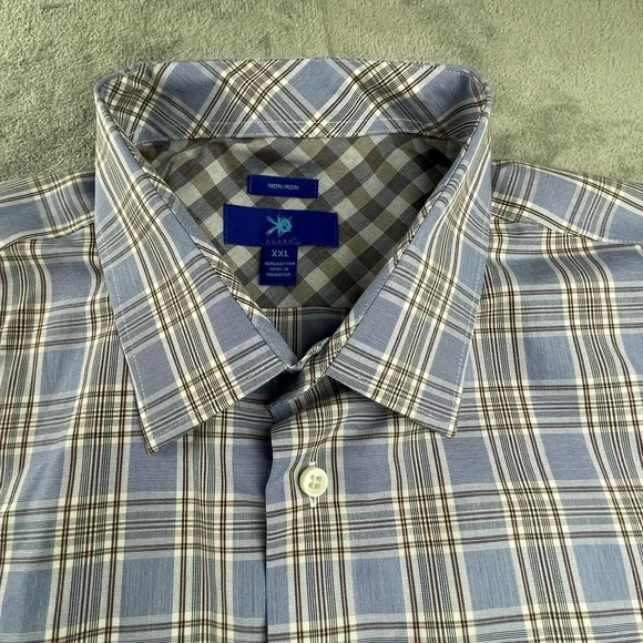 Egara | Shirts | Egara Mens Slim Fit Noniron Button Dress Shirt Xxl Plaid  Light Blue White | Poshmark
